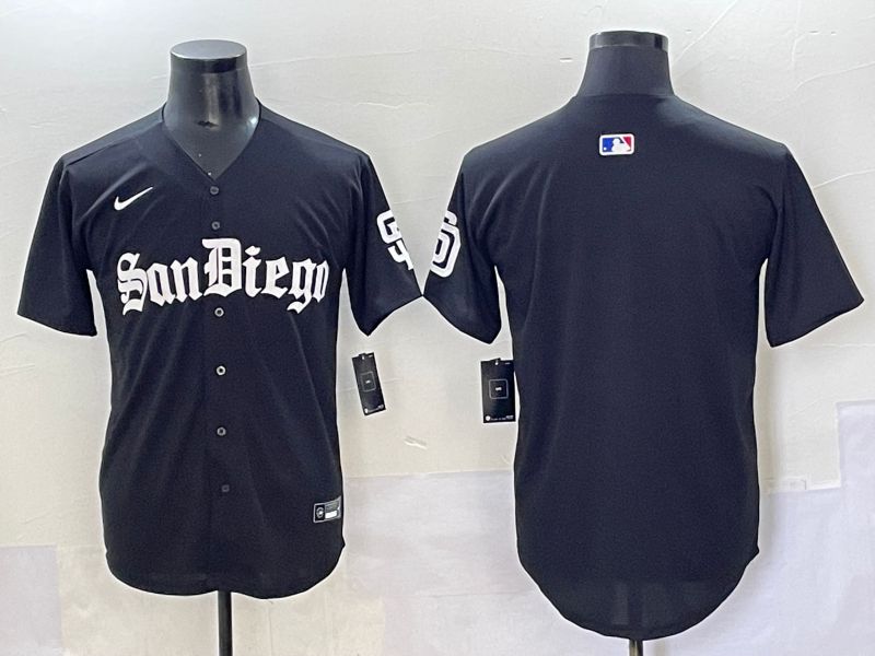 Men 2025 San Diego Padres Blank Black Five generations Joint Name Nike MLB Jersey style 1